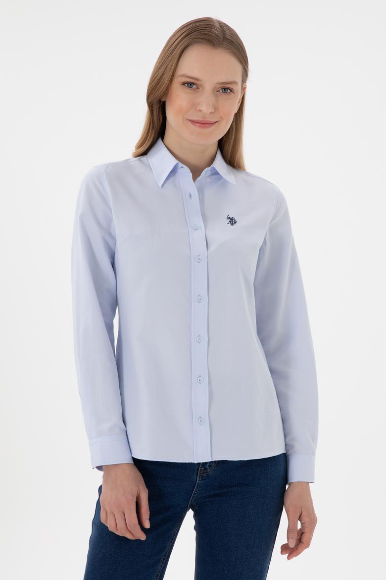 Kadın Açık Mavi Uzun Kollu Basic Gömlek