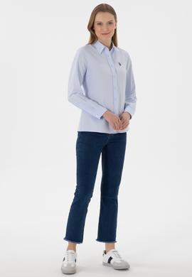 Kadın Açık Mavi Uzun Kollu Basic Gömlek - 50307726012