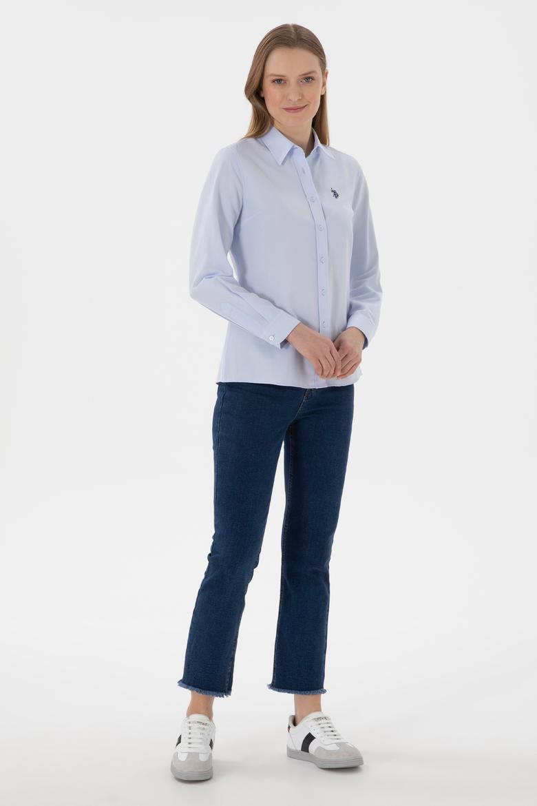 Kadın Açık Mavi Uzun Kollu Basic Gömlek - 50307726012
