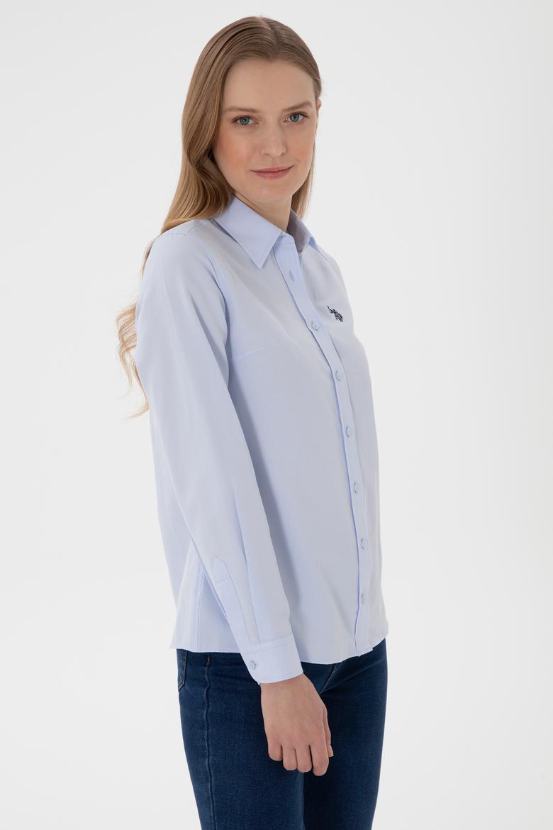 Kadın Açık Mavi Uzun Kollu Basic Gömlek - 50307726012