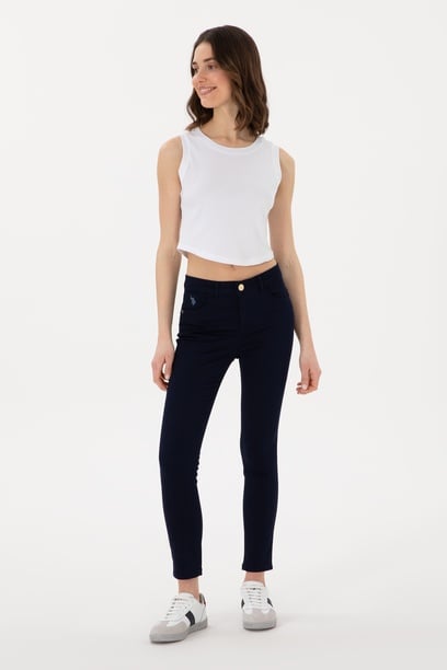 Kadın Lacivert Toothpick Fit Kanvas Pantolon