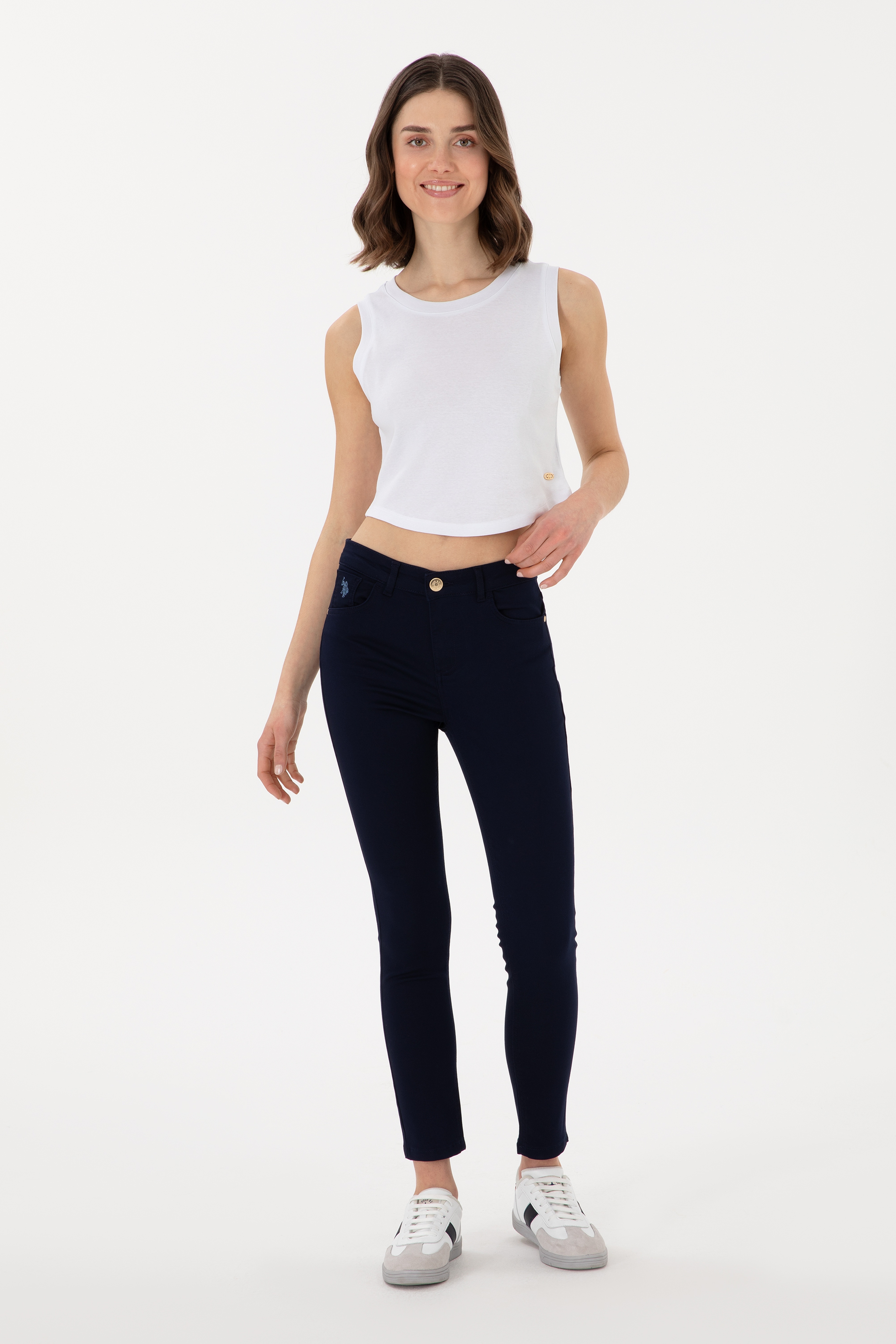 Kadın Lacivert Toothpick Fit Kanvas Pantolon