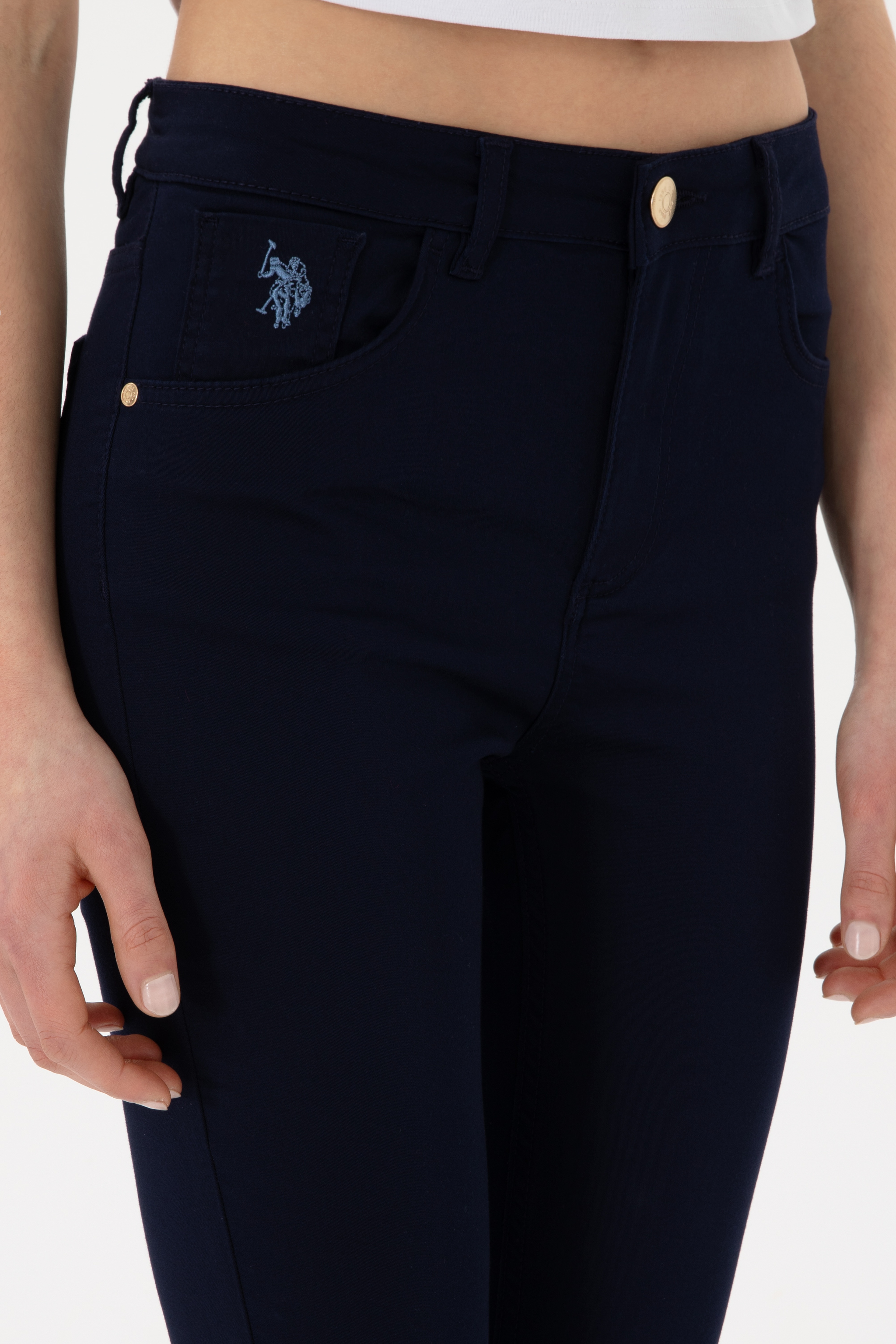 Kadın Lacivert Toothpick Fit Kanvas Pantolon