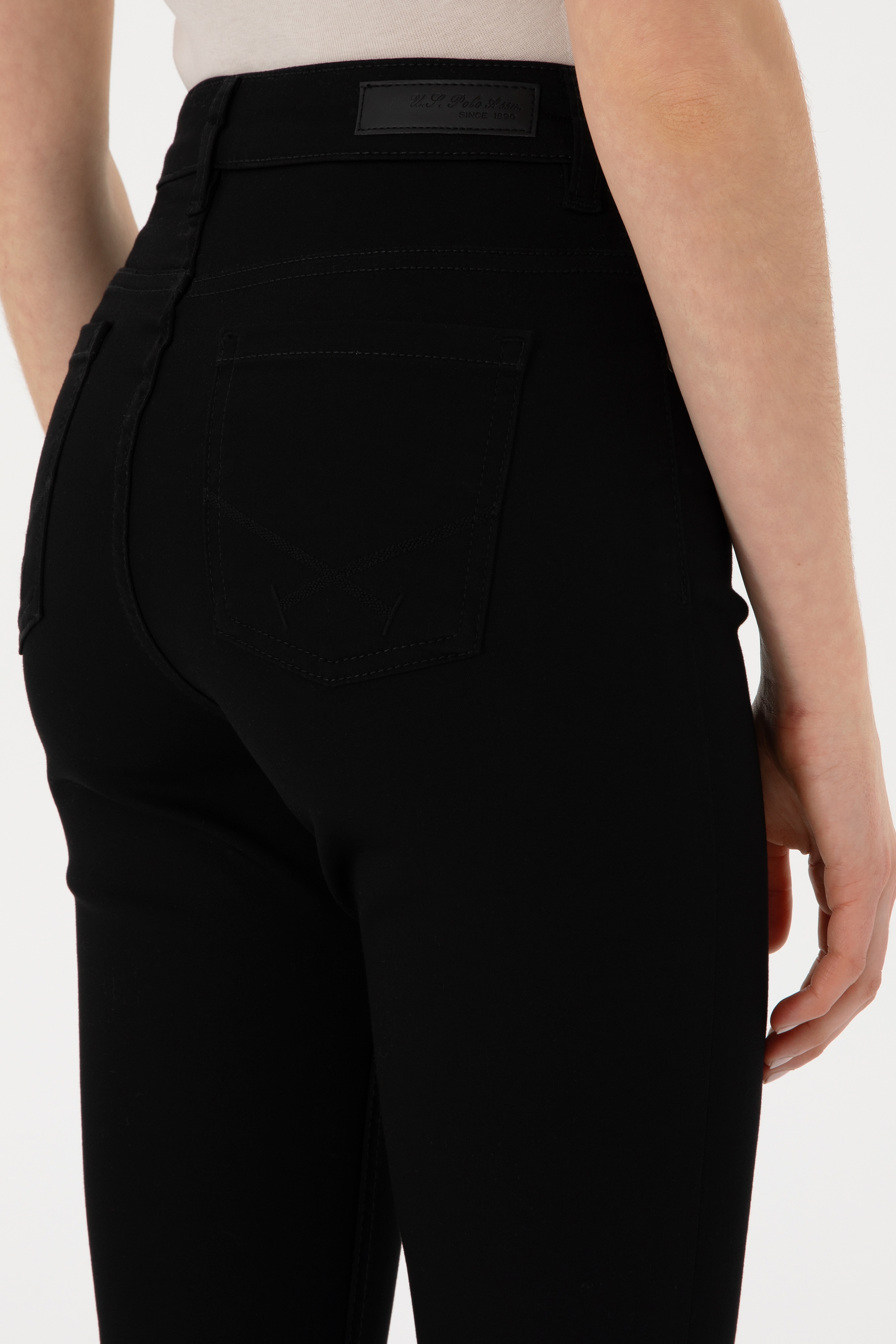 Kadın Siyah Toothpick Fit Kanvas Pantolon - Image 7
