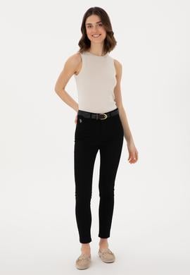 Kadın Siyah Toothpick Fit Kanvas Pantolon - 50309087021