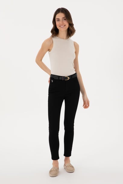 Kadın Siyah Toothpick Fit Kanvas Pantolon