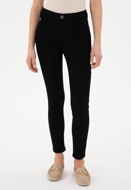 Kadın Siyah Toothpick Fit Kanvas Pantolon - 50309087021