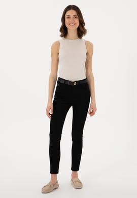 Kadın Siyah Toothpick Fit Kanvas Pantolon - 50309087021