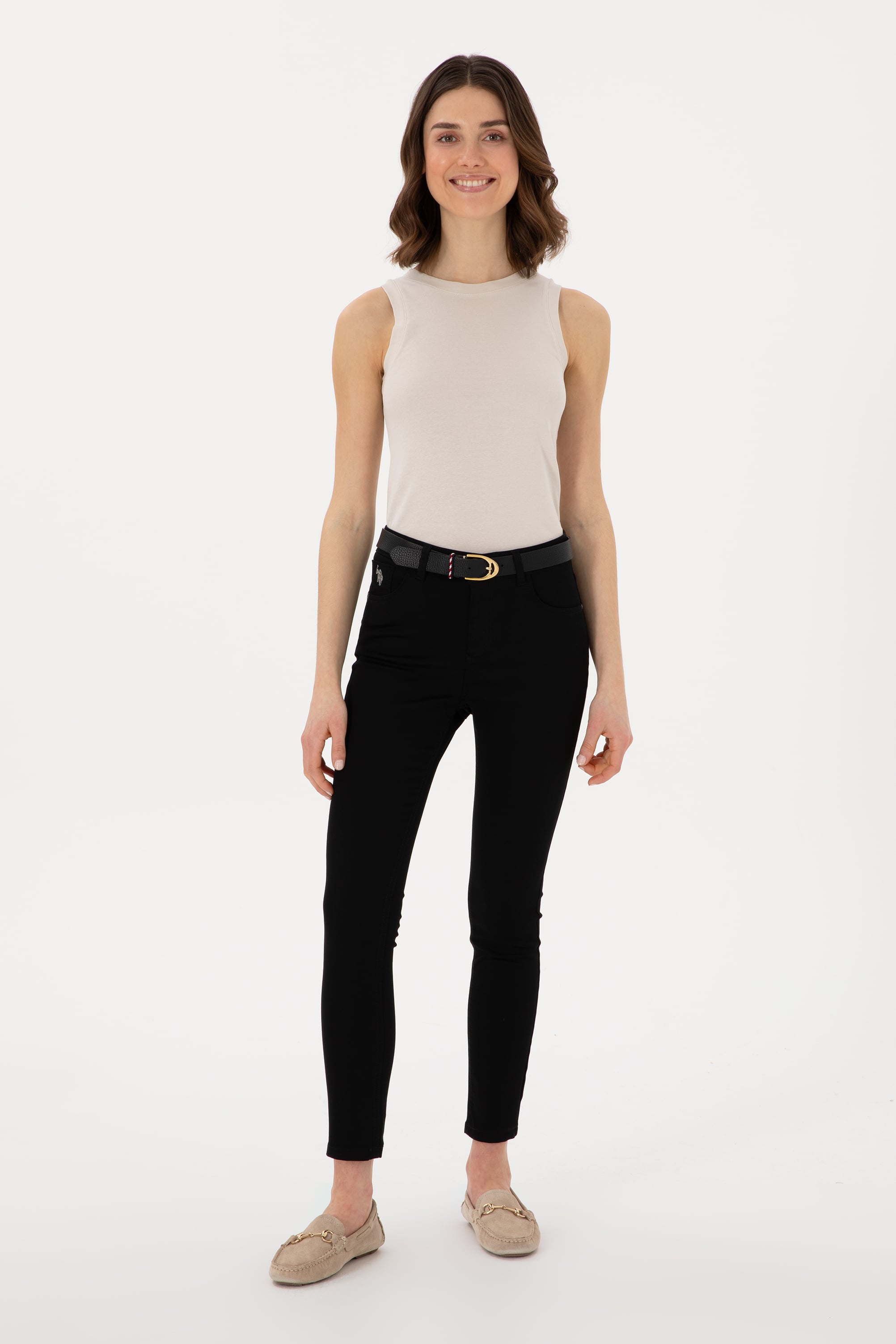 Kadın Siyah Toothpick Fit Kanvas Pantolon