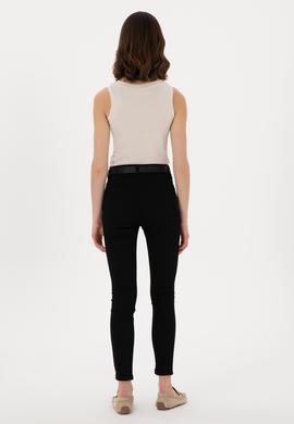 Kadın Siyah Toothpick Fit Kanvas Pantolon - 50309087021