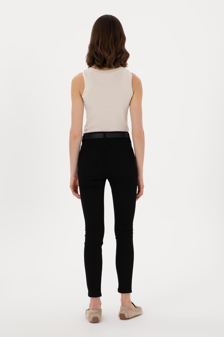 Kadın Siyah Toothpick Fit Kanvas Pantolon - 50309087021
