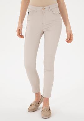 Kadın Bej Toothpick Fit Kanvas Pantolon - 50309087003