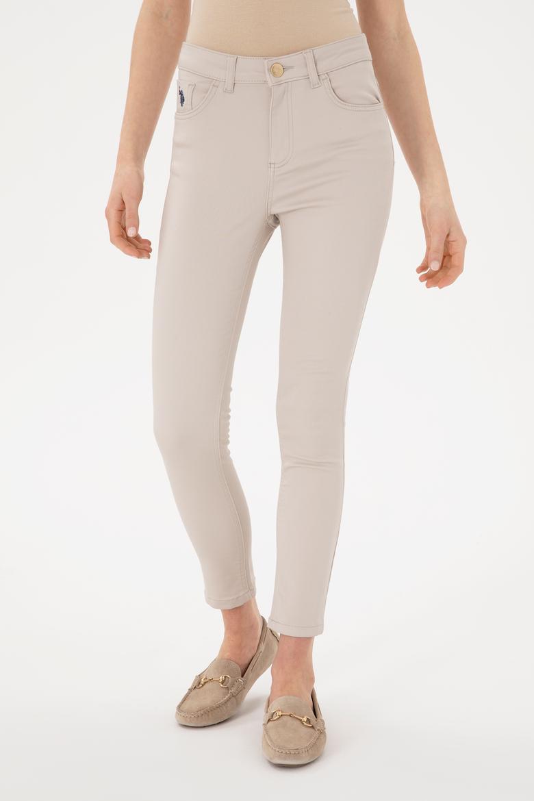 Kadın Bej Toothpick Fit Kanvas Pantolon - 50309087003