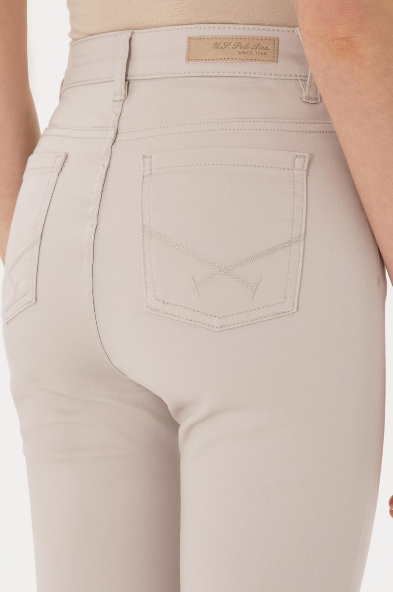 Kadın Bej Toothpick Fit Kanvas Pantolon