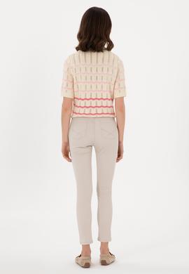 Kadın Bej Toothpick Fit Kanvas Pantolon - 50309087003