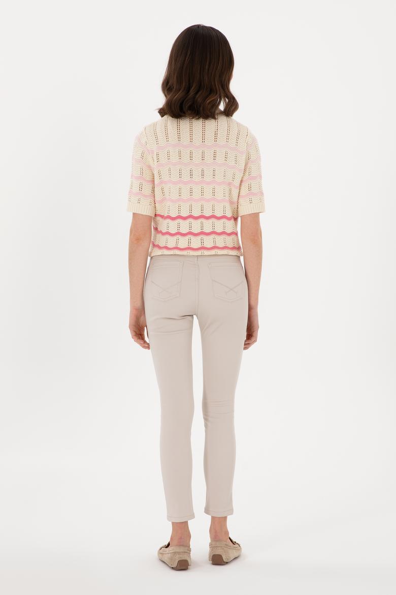 Kadın Bej Toothpick Fit Kanvas Pantolon - 50309087003