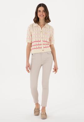 Kadın Bej Toothpick Fit Kanvas Pantolon - 50309087003