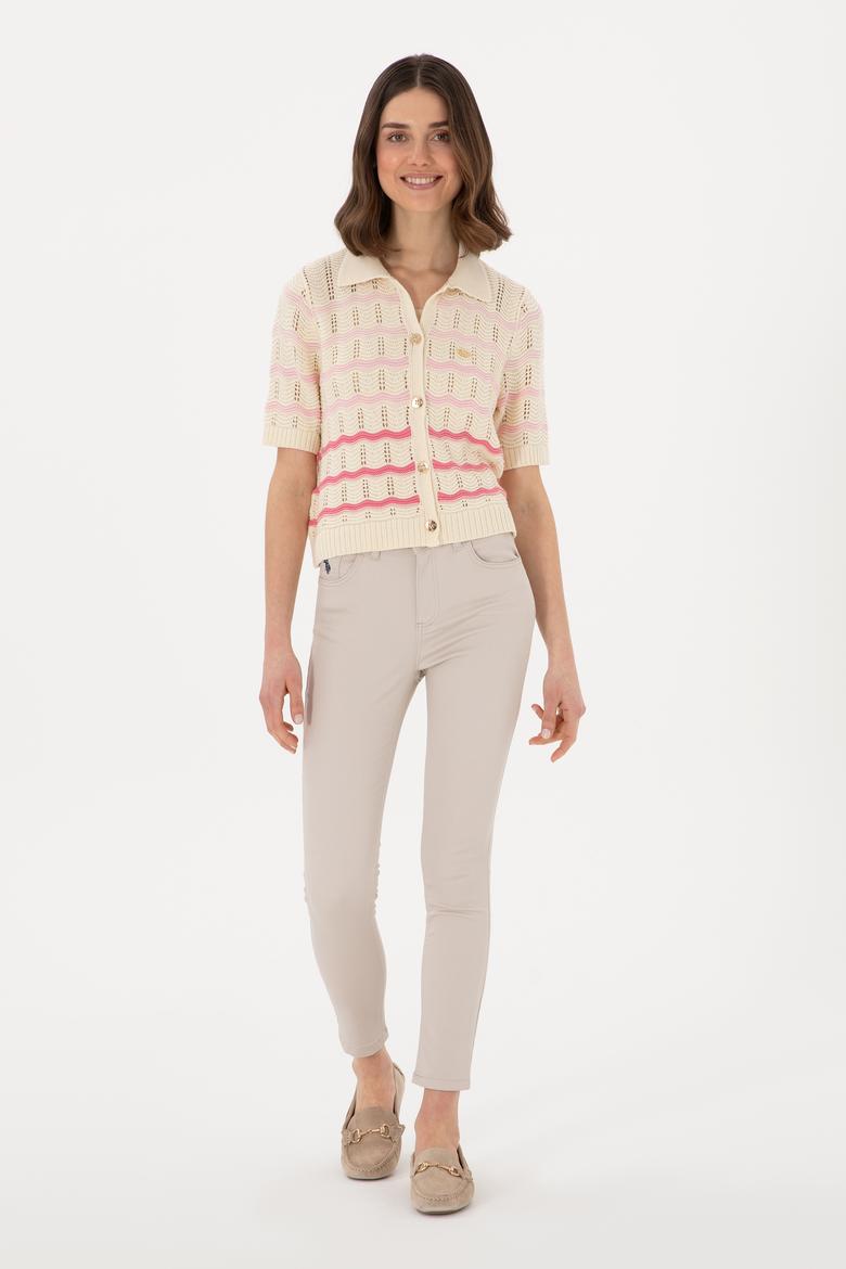 Kadın Bej Toothpick Fit Kanvas Pantolon - 50309087003