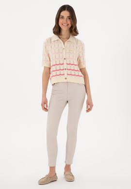 Kadın Bej Toothpick Fit Kanvas Pantolon - 50309087003