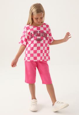 Kız Çocuk Pembe Şortlu Alt Üst Takım - 50315399002