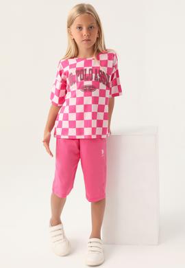 Kız Çocuk Pembe Şortlu Alt Üst Takım - 50315399002