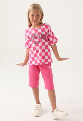 Kız Çocuk Pembe Şortlu Alt Üst Takım - 50315399002