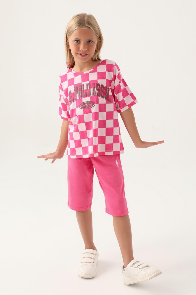 Kız Çocuk Pembe Şortlu Alt Üst Takım