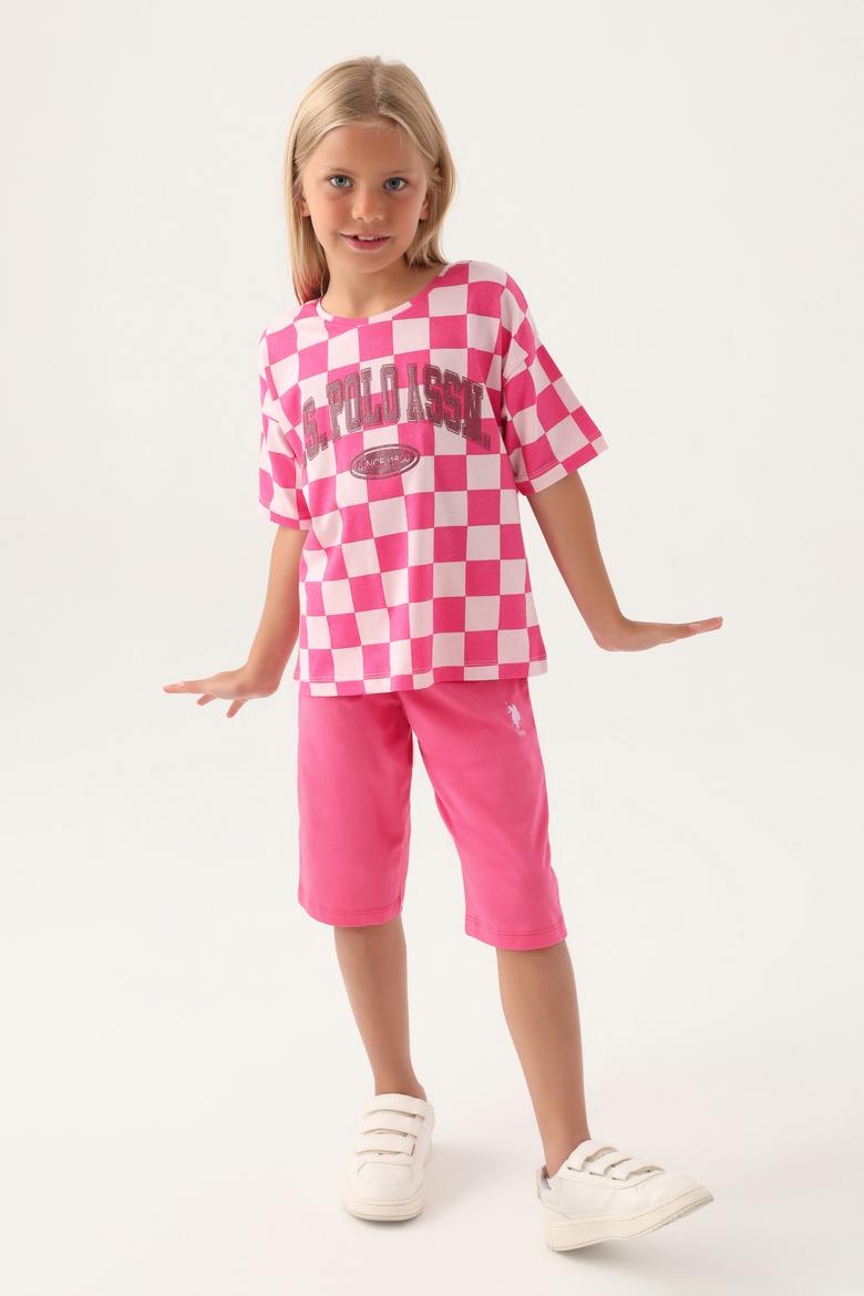 Kız Çocuk Pembe Şortlu Alt Üst Takım