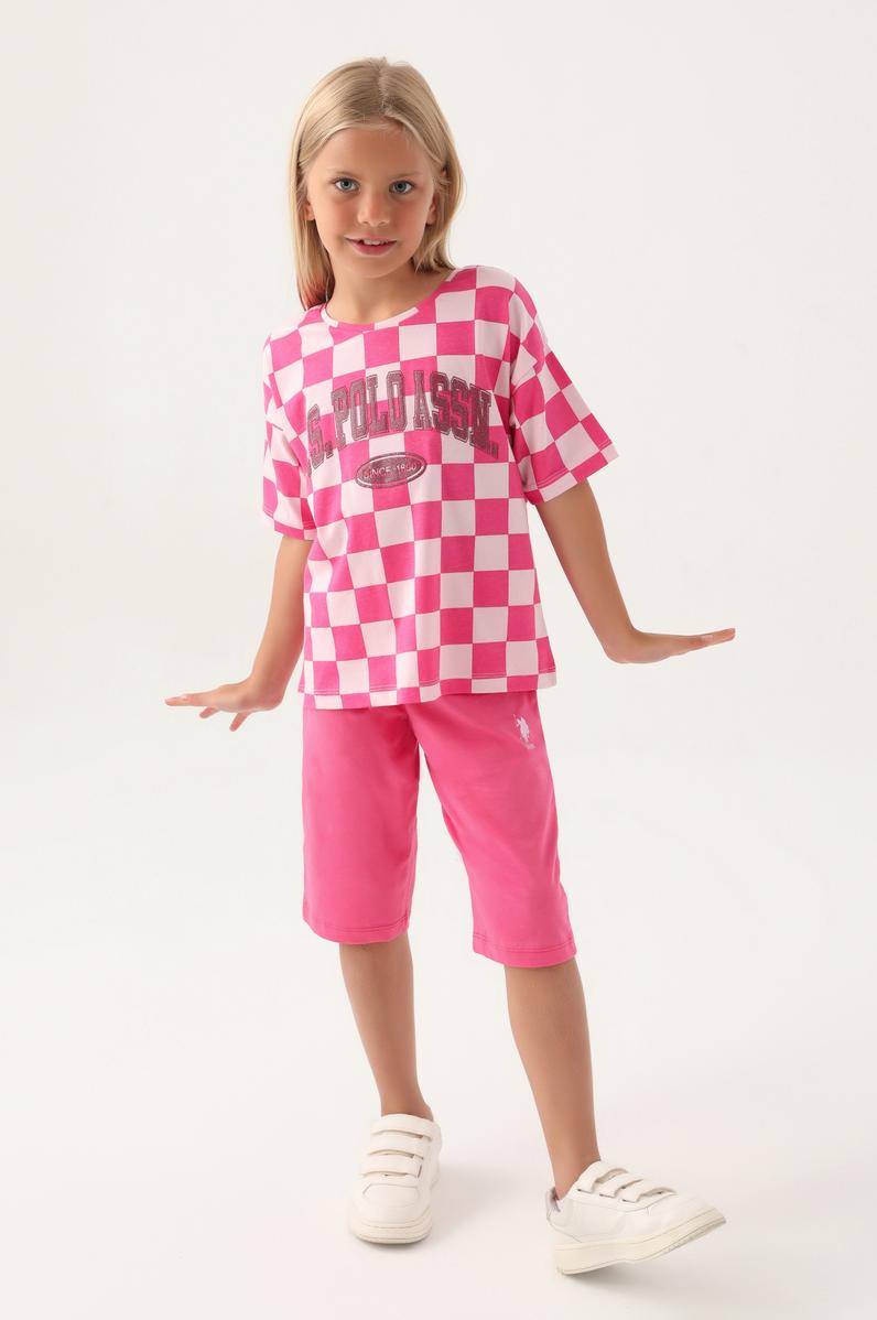 Kız Çocuk Pembe Şortlu Alt Üst Takım