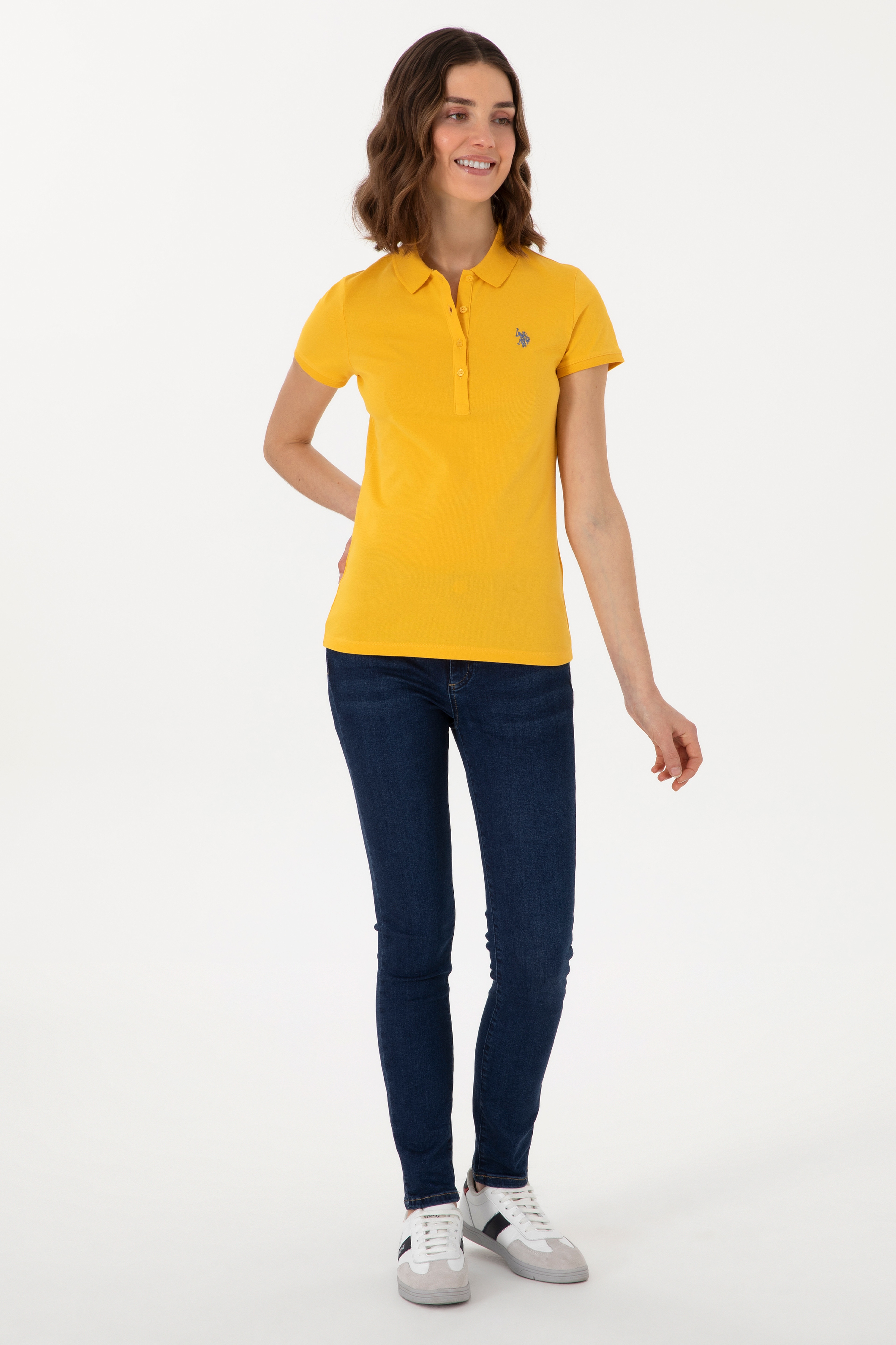 Kadın Safran Polo Yaka Tişört - Image 4