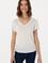 Kadın Krem V Yaka Tişört
