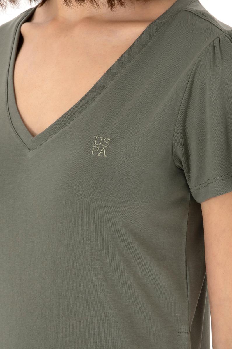 Kadın Koyu Haki V Yaka Tişört