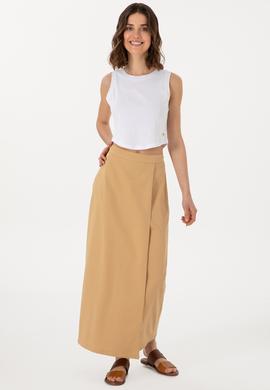 Kadın Camel Maxi Boy Dokuma Etek - 50300666024