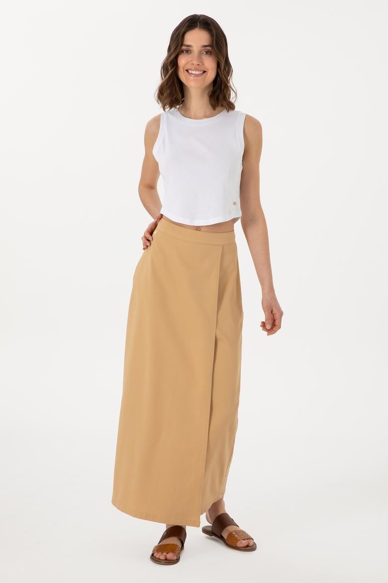 Kadın Camel Maxi Boy Dokuma Etek - 50300666024