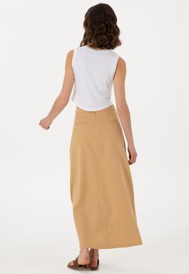 Kadın Camel Maxi Boy Dokuma Etek - 50300666024