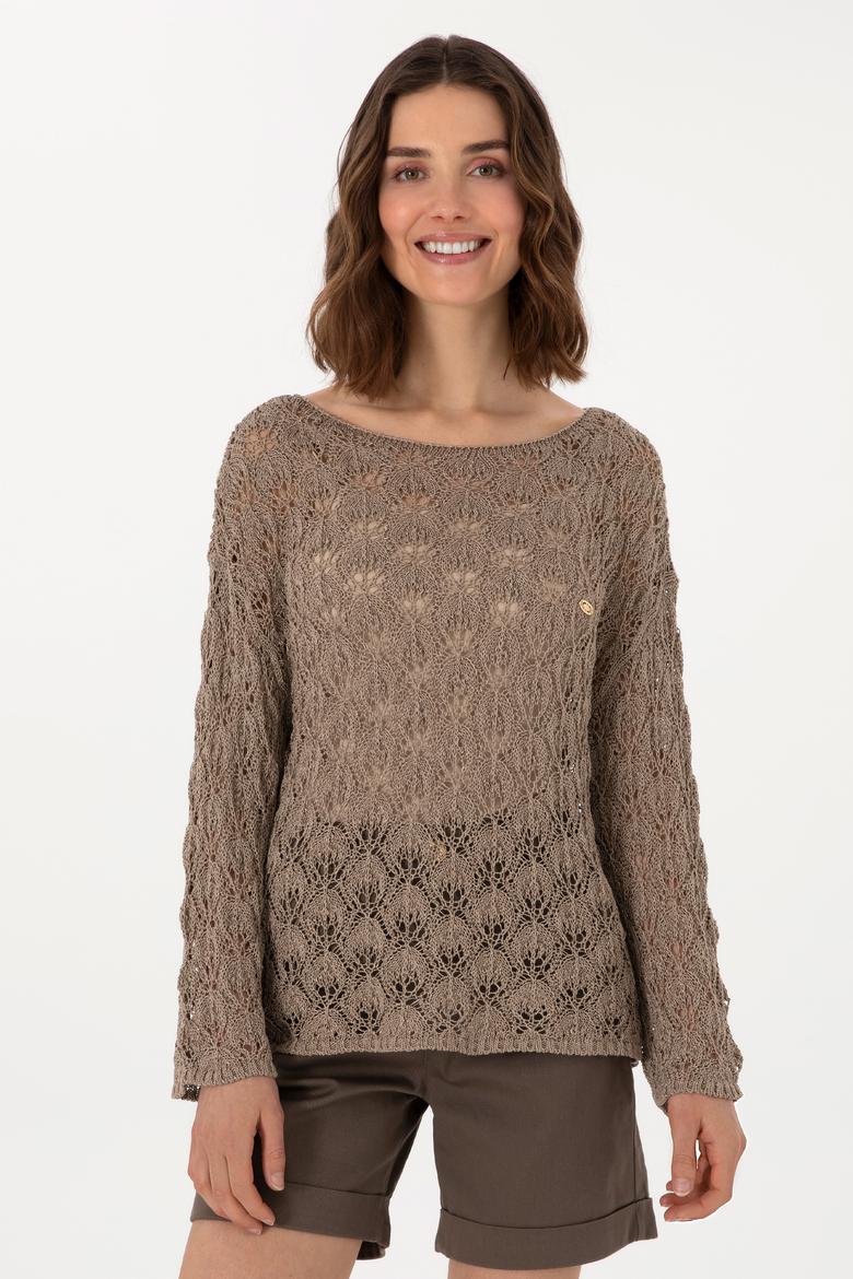 Kadın Açık Haki Bisiklet Yaka Kazak