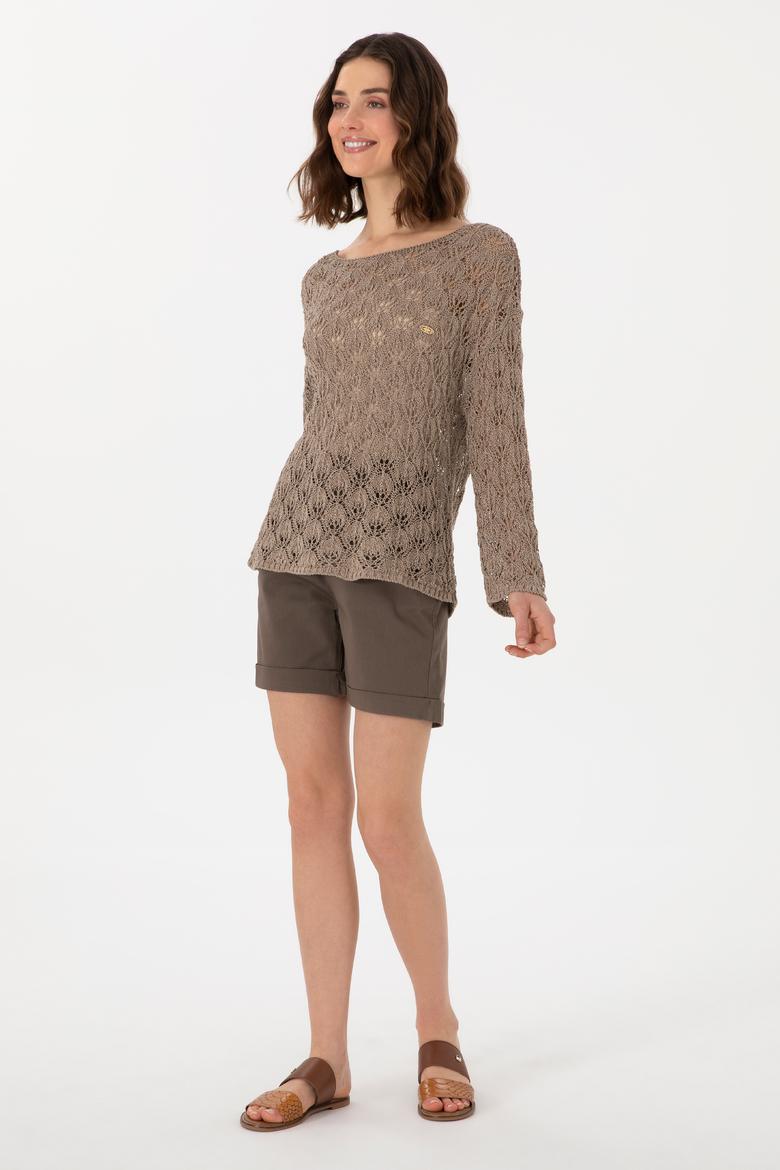 Kadın Açık Haki Bisiklet Yaka Kazak - 50299361011