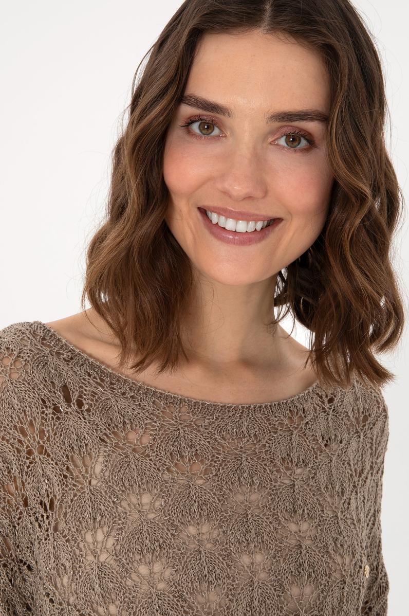 Kadın Açık Haki Bisiklet Yaka Kazak