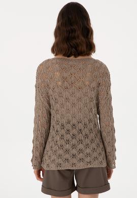 Kadın Açık Haki Bisiklet Yaka Kazak - 50299361011