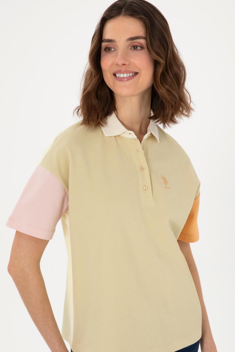 Kadın Açık Haki Polo Yaka Tişört - 50300799009