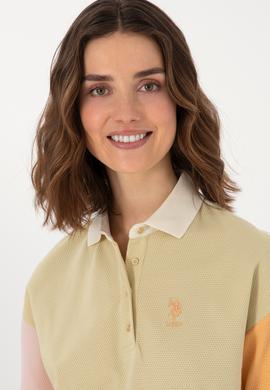 Kadın Açık Haki Polo Yaka Tişört - 50300799009