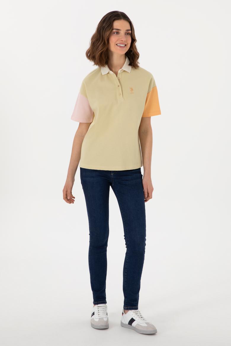 Kadın Açık Haki Polo Yaka Tişört - 50300799009