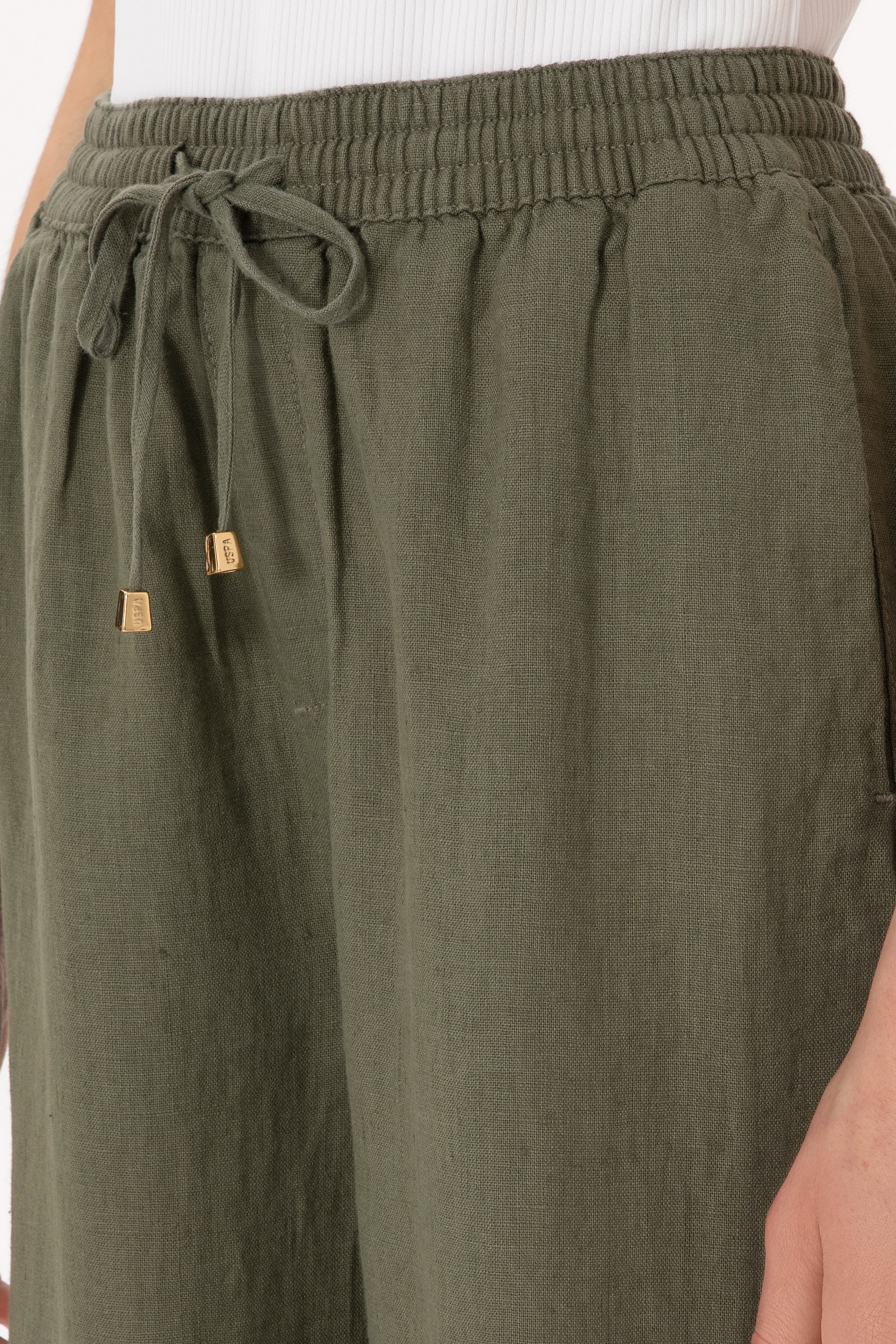 Kadın Koyu Haki Loose Relax Fit Kanvas Pantolon