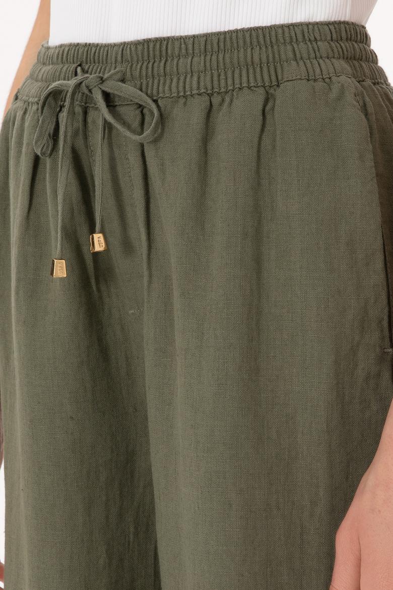 Kadın Koyu Haki Loose Relax Fit Kanvas Pantolon - 50306844022