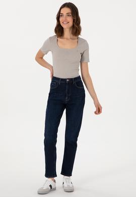 Kadın Mavi Mom High Waist Fit Jean Pantolon - 50308353002