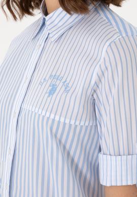 Kadın Mavi Uzun Kollu Çizgili Gömlek - 50299682005