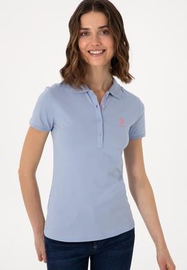 Kadın Açık Mavi Basic Polo Yaka Tişört - 50300896006