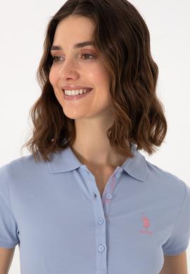 Kadın Açık Mavi Basic Polo Yaka Tişört - 50300896006