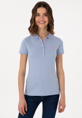 Kadın Açık Mavi Basic Polo Yaka Tişört - 50300896006