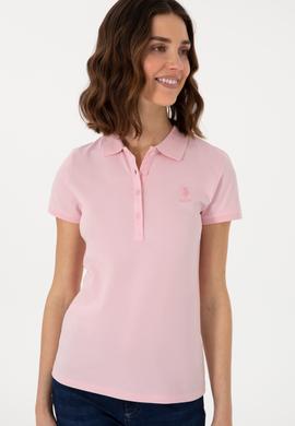 Kadın Açık Pembe Basic Polo Yaka Tişört - 50300896226
